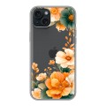 Полупрозрачный дизайнерский пластиковый чехол для Iphone 15 Plus Цветы принт