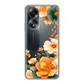 Полупрозрачный дизайнерский пластиковый чехол для OPPO A58 4G Цветы принт