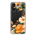 Полупрозрачный дизайнерский пластиковый чехол для Itel A60s Цветы принт