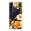 Полупрозрачный дизайнерский пластиковый чехол для Samsung Galaxy A55 Цветы принт