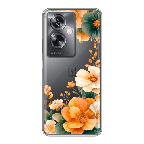 Полупрозрачный дизайнерский пластиковый чехол для OnePlus Nord N30 SE 5G Цветы принт