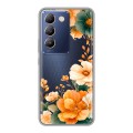Полупрозрачный дизайнерский пластиковый чехол для Vivo V30 Lite Цветы принт