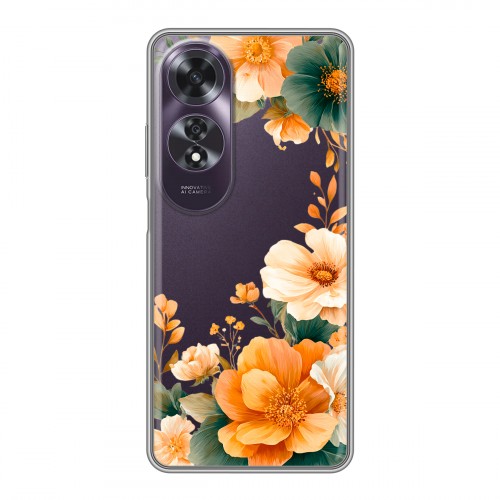 Полупрозрачный дизайнерский пластиковый чехол для OPPO A60 Цветы принт