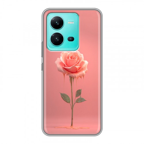 Полупрозрачный дизайнерский пластиковый чехол для Vivo V25 Розовая роза