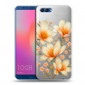 Полупрозрачный дизайнерский пластиковый чехол для Huawei Honor View 10 Цветы