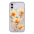 Полупрозрачный дизайнерский силиконовый чехол для Iphone 11 Цветы
