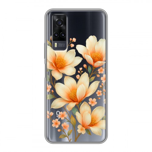 Полупрозрачный дизайнерский пластиковый чехол для Vivo Y31 Цветы