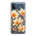 Полупрозрачный дизайнерский пластиковый чехол для ZTE Blade A71 Цветы