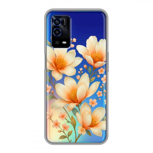 Полупрозрачный дизайнерский силиконовый с усиленными углами чехол для OPPO A55 Цветы