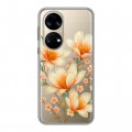 Полупрозрачный дизайнерский силиконовый чехол для Huawei P50 Pro Цветы