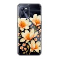 Полупрозрачный дизайнерский силиконовый чехол для Realme C35 Цветы