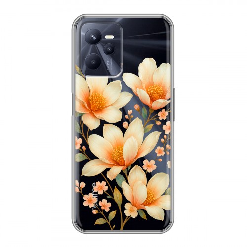 Полупрозрачный дизайнерский силиконовый чехол для Realme C35 Цветы