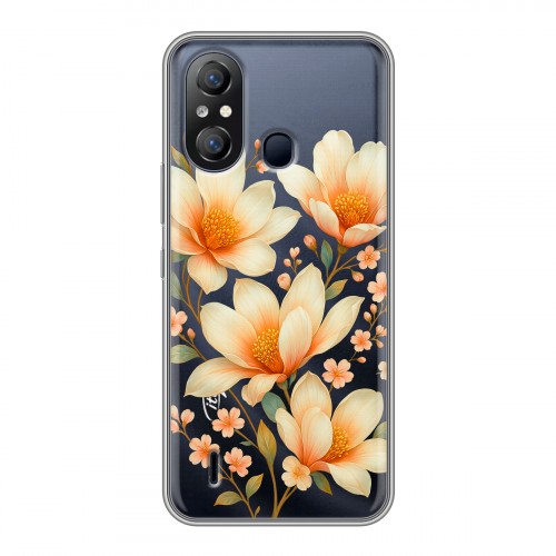 Полупрозрачный дизайнерский пластиковый чехол для Itel A49 Цветы