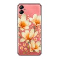 Полупрозрачный дизайнерский силиконовый чехол для Samsung Galaxy A04e Цветы