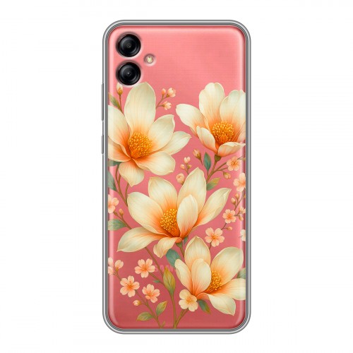 Полупрозрачный дизайнерский силиконовый чехол для Samsung Galaxy A04e Цветы