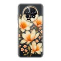 Полупрозрачный дизайнерский пластиковый чехол для Huawei Nova Y91 Цветы