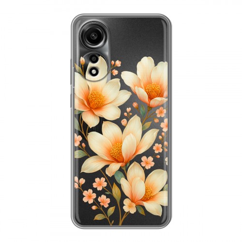 Полупрозрачный дизайнерский пластиковый чехол для OPPO A78 4G Цветы