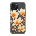 Полупрозрачный дизайнерский пластиковый чехол для Iphone 15 Цветы
