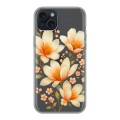 Полупрозрачный дизайнерский пластиковый чехол для Iphone 15 Plus Цветы