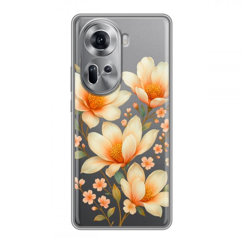 Полупрозрачный дизайнерский пластиковый чехол для OPPO Reno 11 Цветы