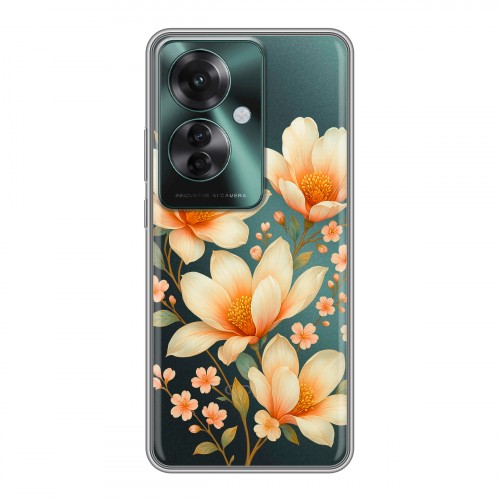 Полупрозрачный дизайнерский пластиковый чехол для Oppo Reno 11F Цветы