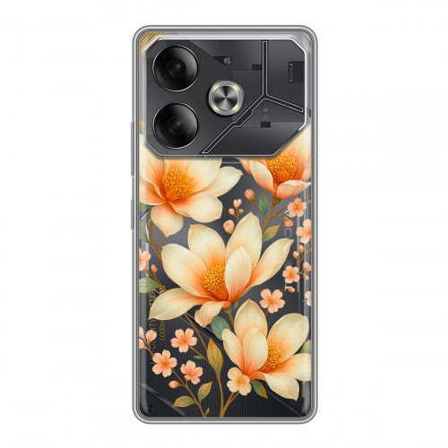 Полупрозрачный дизайнерский пластиковый чехол для Tecno Pova 6 Цветы