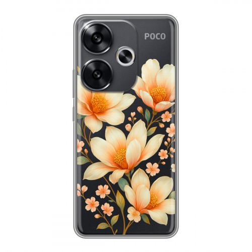 Полупрозрачный дизайнерский пластиковый чехол для Xiaomi Redmi Turbo 3 Цветы