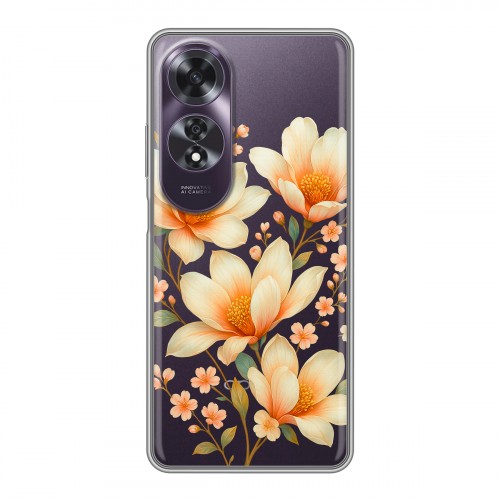 Полупрозрачный дизайнерский пластиковый чехол для OPPO A60 Цветы