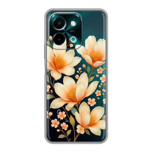Полупрозрачный дизайнерский пластиковый чехол для Vivo Y28 Цветы