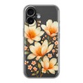 Полупрозрачный дизайнерский пластиковый чехол для Iphone 16 Цветы