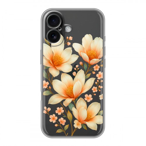 Полупрозрачный дизайнерский пластиковый чехол для Iphone 16 Цветы