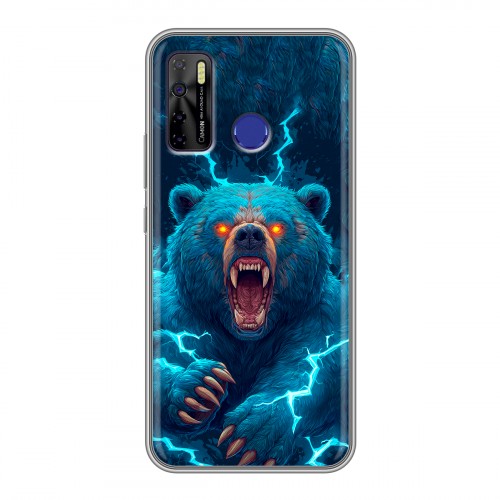 Полупрозрачный дизайнерский силиконовый чехол для Tecno Camon 15 Медведь