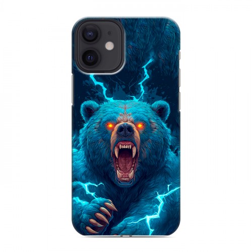 Полупрозрачный дизайнерский силиконовый с усиленными углами чехол для Iphone 12 Mini Медведь