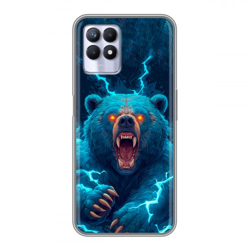 Полупрозрачный дизайнерский силиконовый чехол для Realme 8i Медведь
