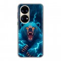 Полупрозрачный дизайнерский силиконовый чехол для Huawei P50 Pro Медведь