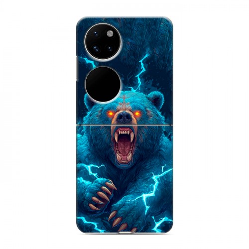 Полупрозрачный дизайнерский пластиковый чехол для Huawei P50 Pocket Медведь