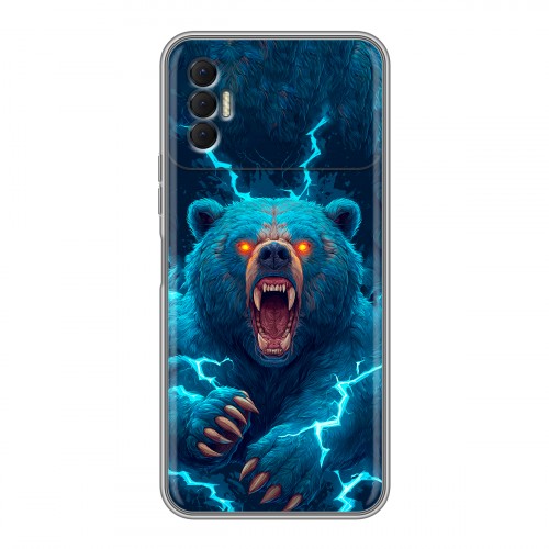 Полупрозрачный дизайнерский силиконовый чехол для Tecno Spark 8P Медведь