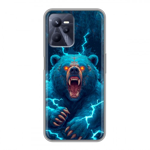 Полупрозрачный дизайнерский силиконовый чехол для Realme C35 Медведь