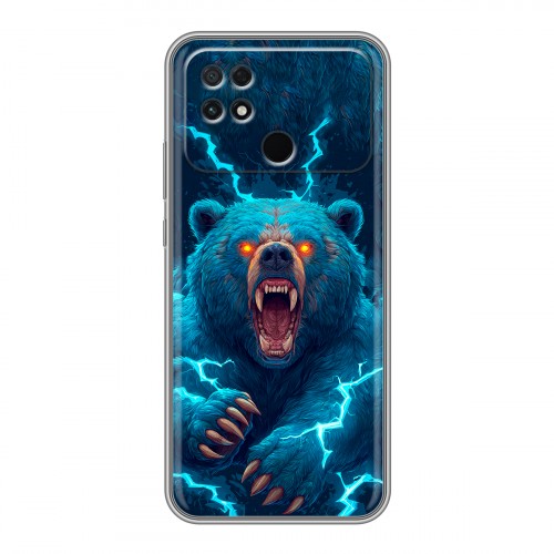 Полупрозрачный дизайнерский силиконовый чехол для Xiaomi Poco C40 Медведь