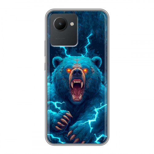 Полупрозрачный дизайнерский пластиковый чехол для Realme C30 Медведь