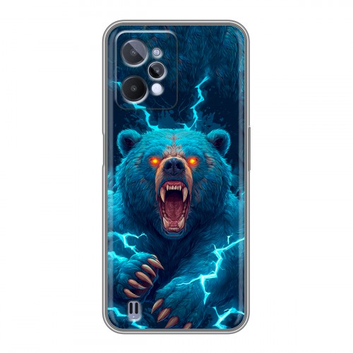 Полупрозрачный дизайнерский силиконовый чехол для Realme C31 Медведь