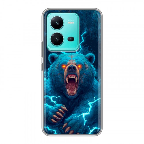 Полупрозрачный дизайнерский пластиковый чехол для Vivo V25 Медведь