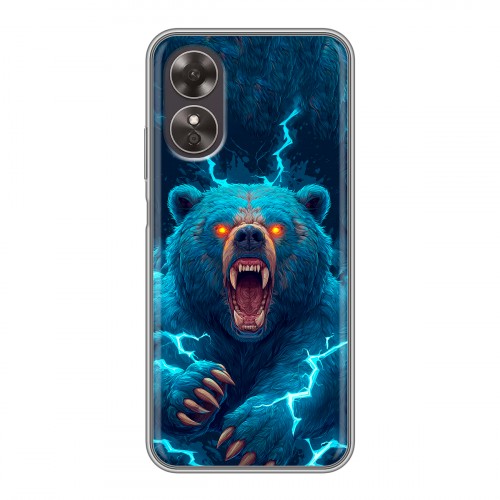Полупрозрачный дизайнерский пластиковый чехол для OPPO A17 Медведь