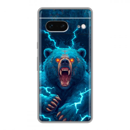 Полупрозрачный дизайнерский пластиковый чехол для Google Pixel 7 Медведь