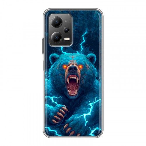 Полупрозрачный дизайнерский силиконовый чехол для Xiaomi Poco X5 Медведь