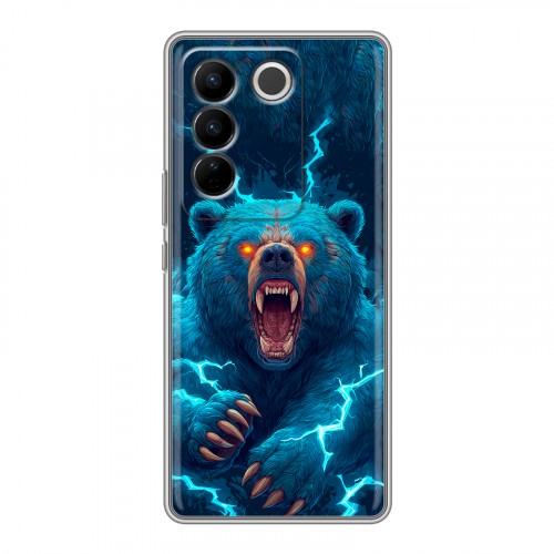 Полупрозрачный дизайнерский силиконовый чехол для Vivo V27 Медведь