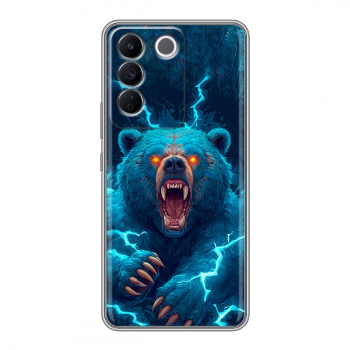 Полупрозрачный дизайнерский силиконовый чехол для Vivo V27e Медведь