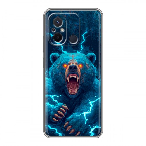 Полупрозрачный дизайнерский силиконовый чехол для Xiaomi RedMi 12C Медведь