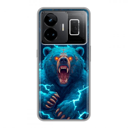 Полупрозрачный дизайнерский пластиковый чехол для Realme GT3 Медведь
