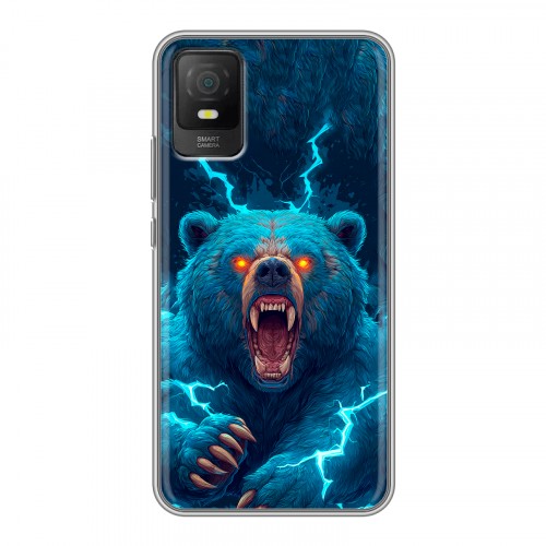 Полупрозрачный дизайнерский силиконовый чехол для TCL 403 Медведь